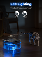 Cat Water Fountain: 75oz/2.2L Automatic Pet Water Dispenser for Cats, 304 Stainless Steel Water Tray, Cat Water Bowl Dispenser, Super Silent Pet Water Fountain for Cats Inside, Pump with LED Light