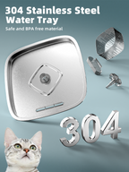 Cat Water Fountain: 75oz/2.2L Automatic Pet Water Dispenser for Cats, 304 Stainless Steel Water Tray, Cat Water Bowl Dispenser, Super Silent Pet Water Fountain for Cats Inside, Pump with LED Light
